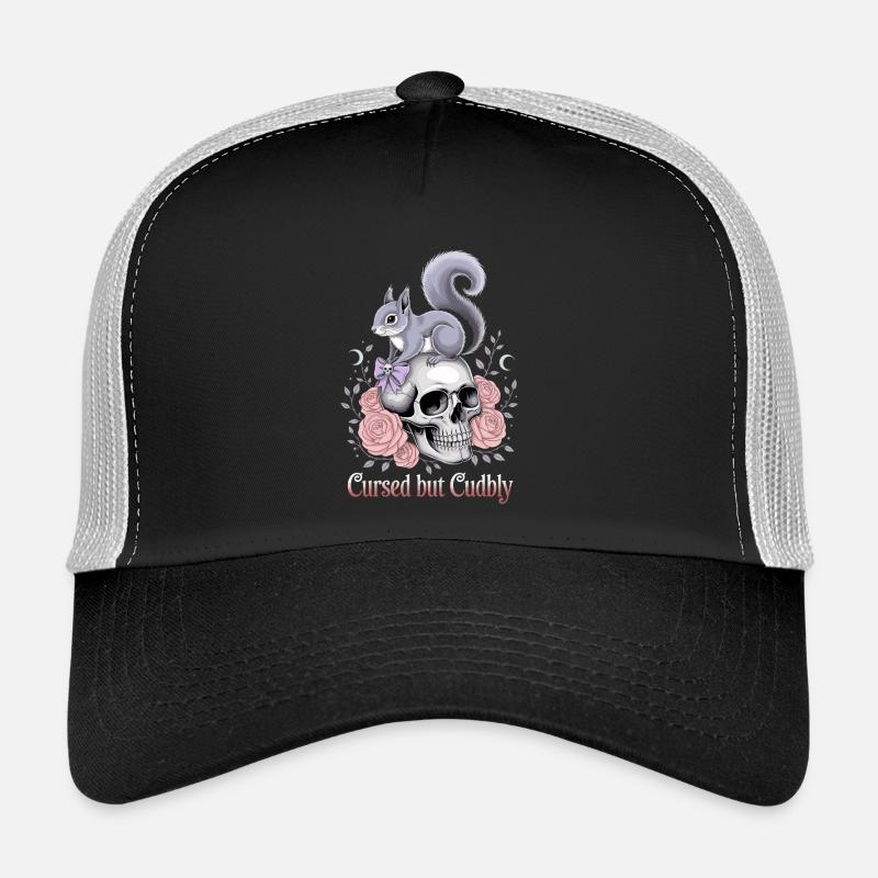 Cursed But Cudbly Gothic Squirrel Skull Trucker Cap
