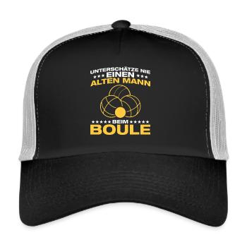 Boule spielen Opa Petanque Boule Boulespieler - Trucker Cap - Schwarz/Steingrau - Vorne