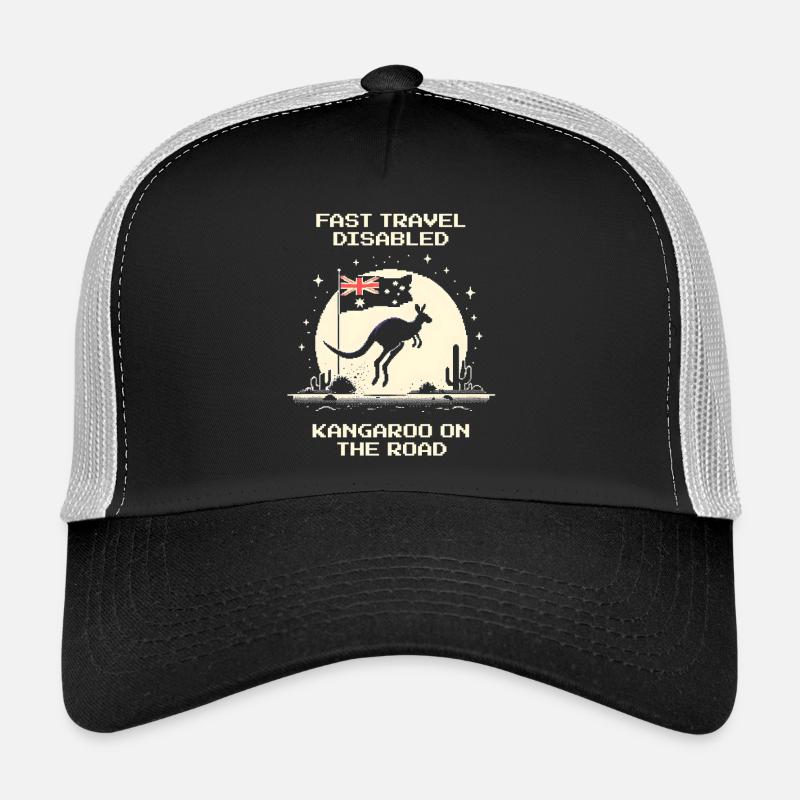 Kangourou en route avec un design rétro Casquette trucker 