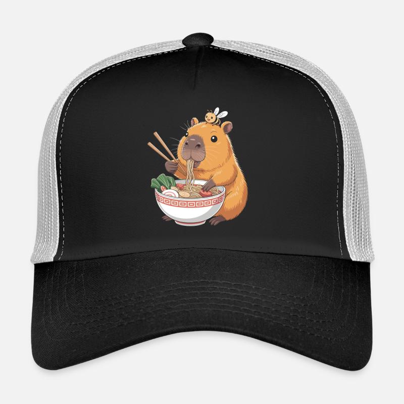 Capybara Ramen Kawaii With Bee Trucker Cap