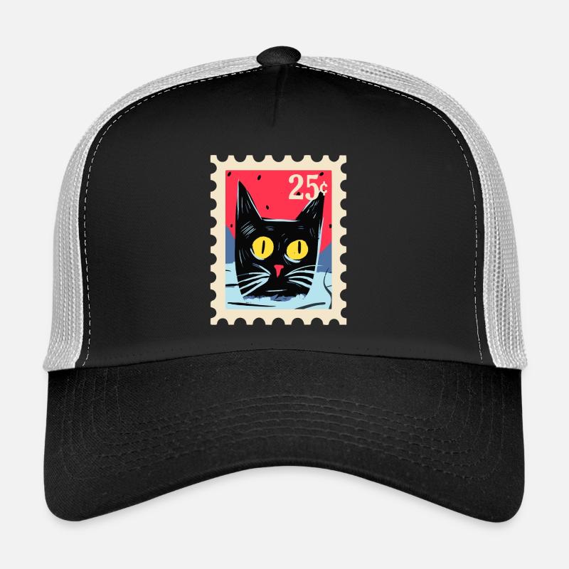 Artful cat as a stamp Trucker Cap