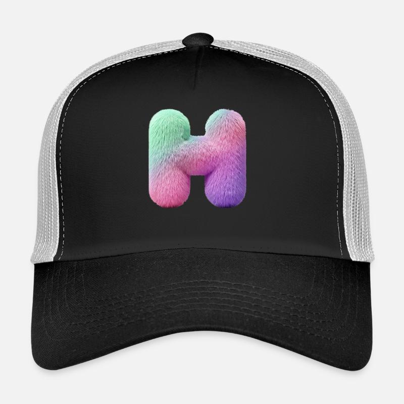 Buchstabe H in Pastell Felloptik und Farbverlauf  Trucker Cap