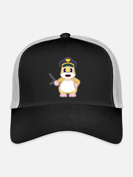 Hamster Policier Bâton Police - Casquette trucker  - noir/gris pierre - Devant