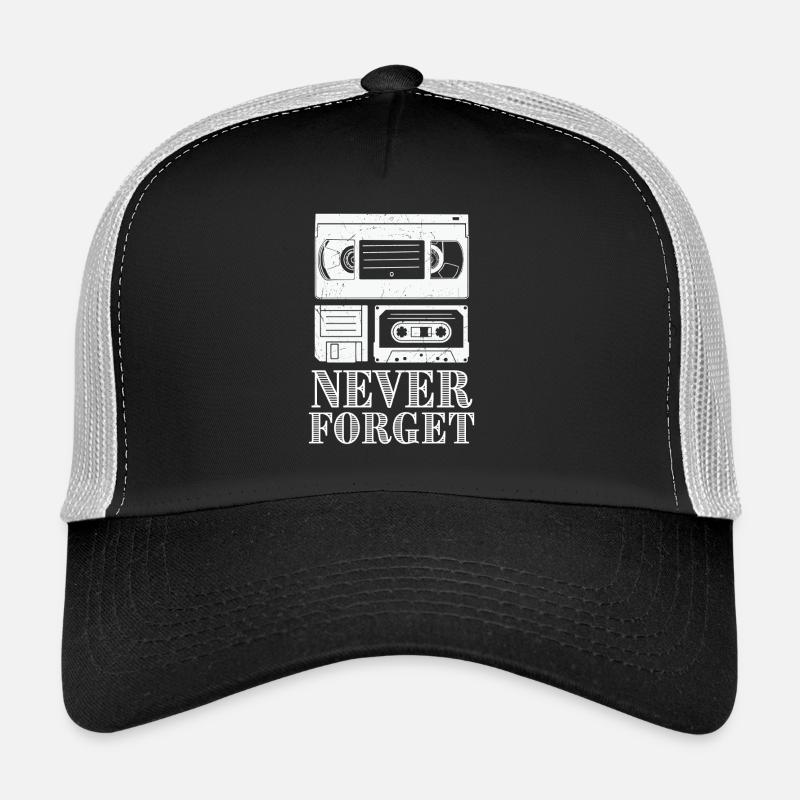 Vintage Cassette Tape Never Forget Design Trucker Cap