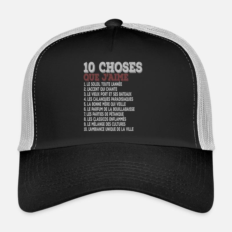 10 choses que j’aime Marseille, soleil, calanque Casquette trucker 