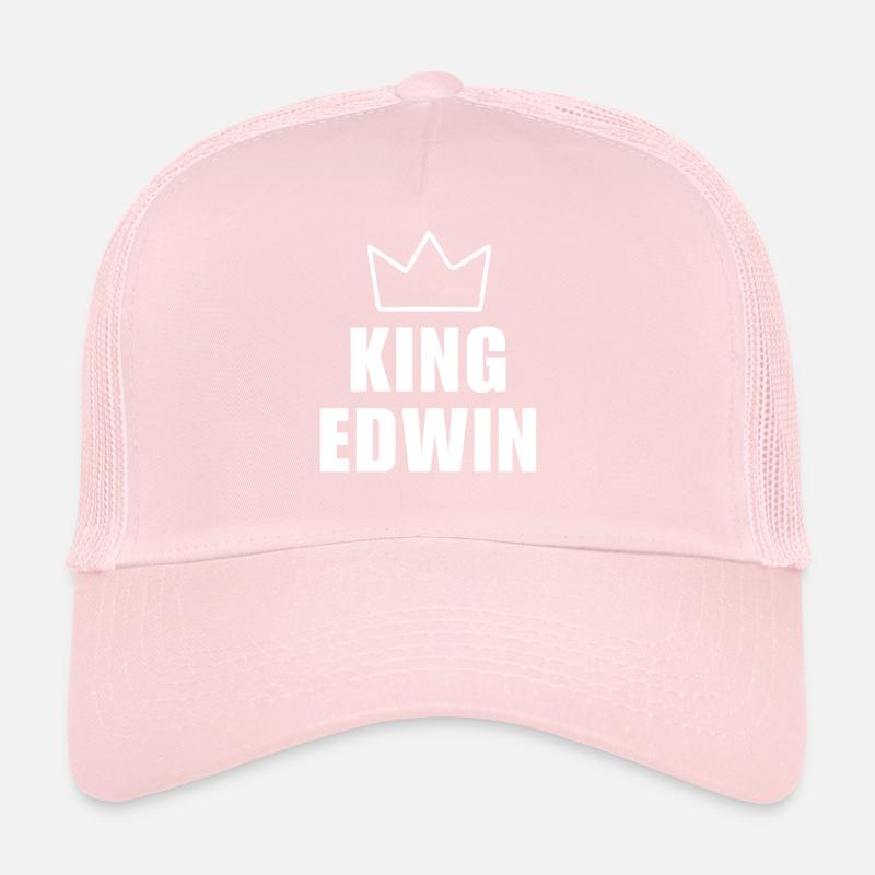 Edwin Name with Letter E - King Crown Shirt Trucker Cap