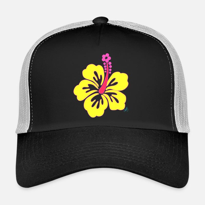 Fleur d'Hibiscus tropicale jaune Casquette trucker 
