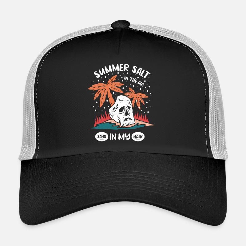 Summery skull design with palm trees - Trucker Cap - black/stone grey