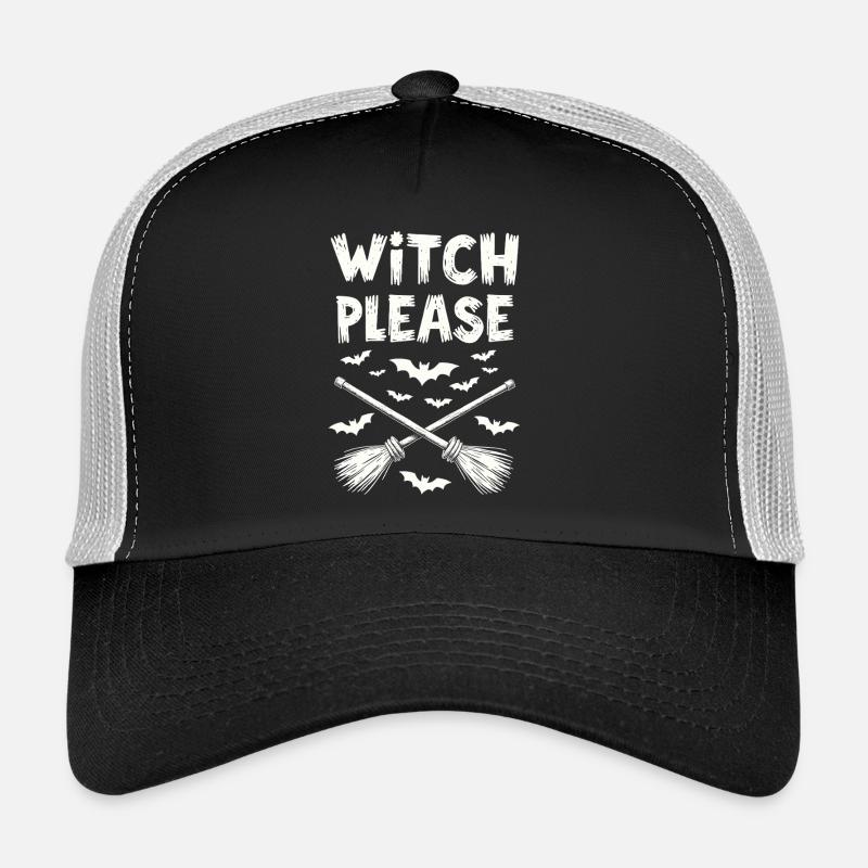Witch Please – Halloween Hexen Besen - Trucker Cap - Schwarz/Steingrau