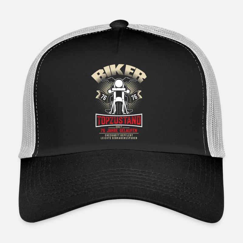 76th birthday motorcyclist motorcycle Trucker Cap