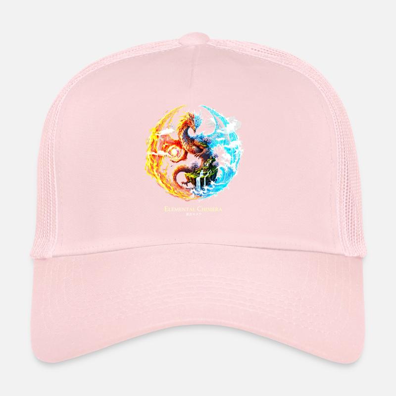 Chimère élémentaire – Dragon de feu et d’eau Casquette trucker 