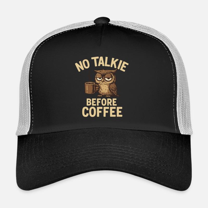 Owls with coffee cup and statement - Trucker Cap - black/stone grey