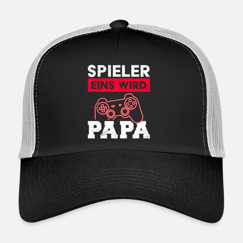 Gamer Papa SPIELER EINS WIRD PAPA Lustiges Trucker Cap