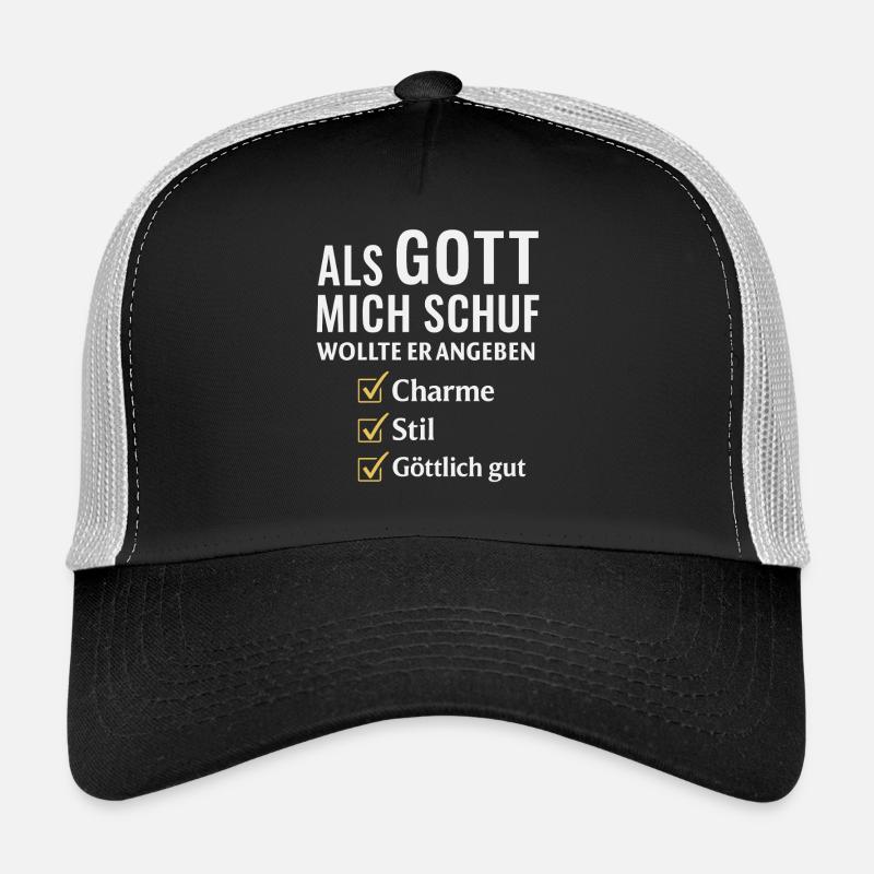 Spruch Als Gott mich schuf wollte er angeben - Trucker Cap - Schwarz/Steingrau