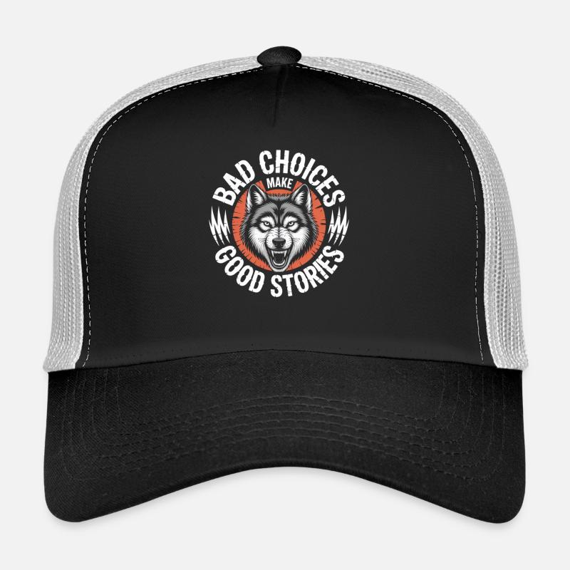 Schlechte Entscheidungen machen gute Geschichten Wolf - Trucker Cap - Schwarz/Steingrau