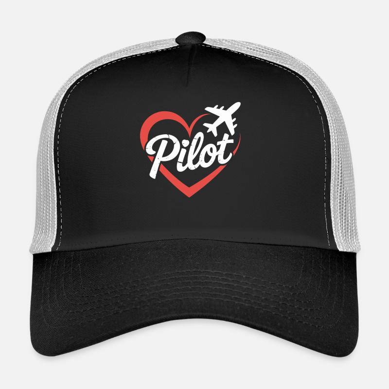 Herz und Flugzeug Pilot Design Trucker Cap