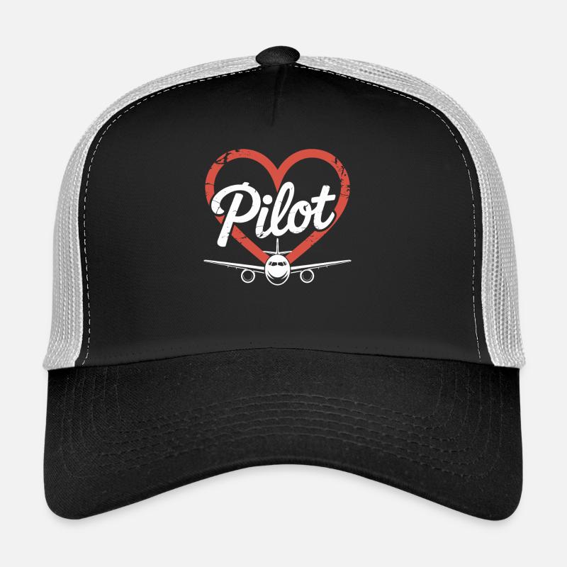 Herz Flugzeug Pilot Trucker Cap