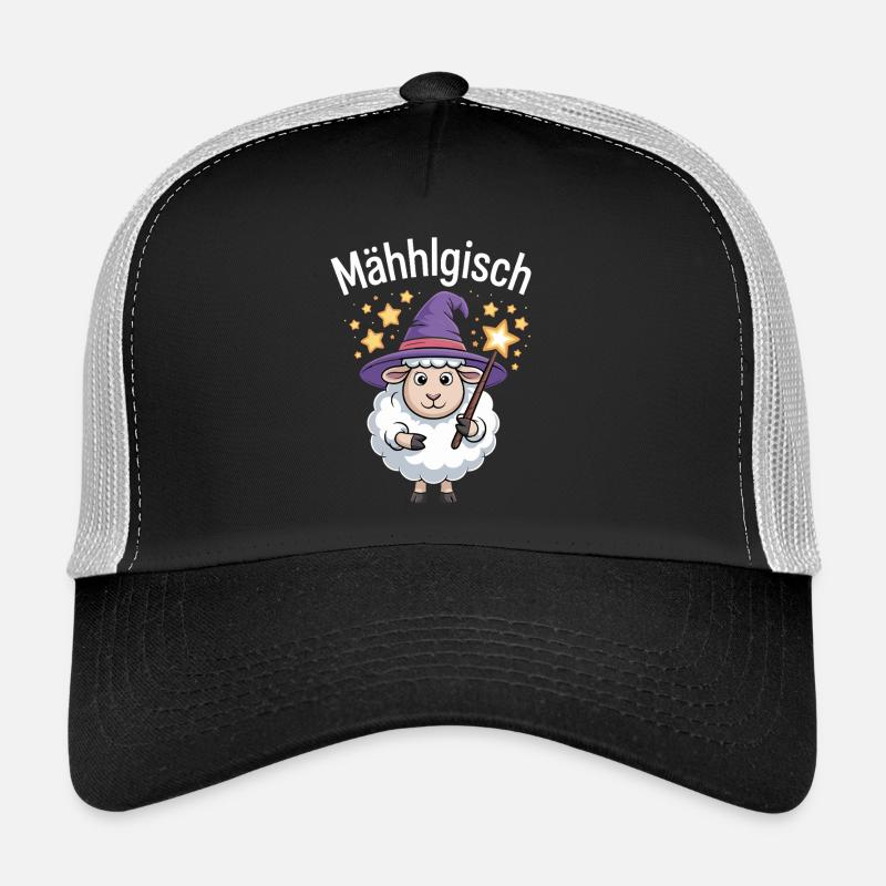 Mähhlgisch Schaf Zauberer Hexe Zauberstab Sterne - Trucker Cap - Schwarz/Steingrau
