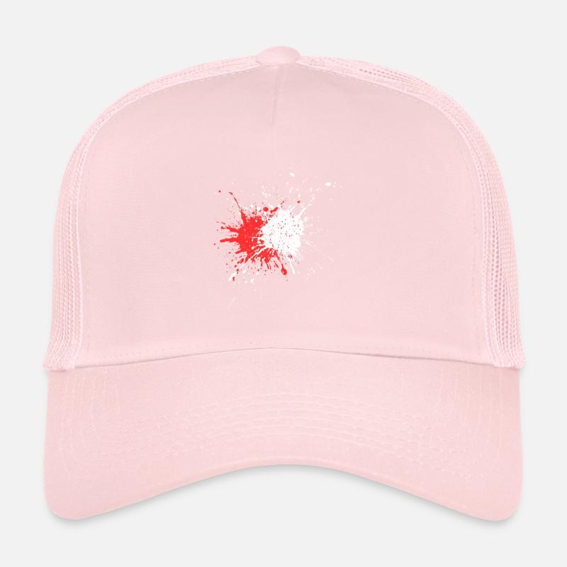 Abstract paint spraying technique on black Trucker Cap