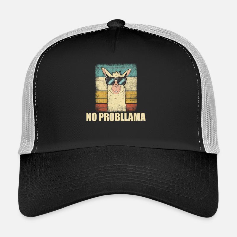 No Probllama Funny Retro Llama Trucker Cap