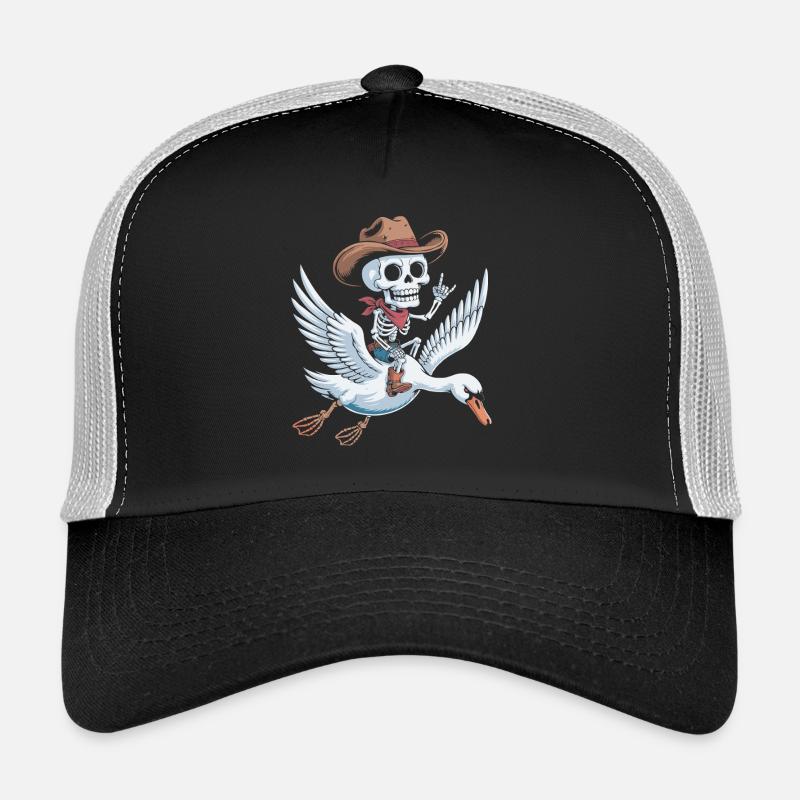 Skeleton cowboy on swan - Trucker Cap - black/stone grey