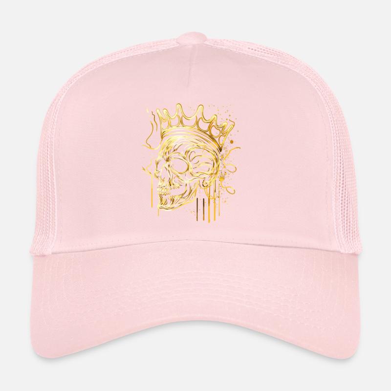 Crâne doré avec lignes de couronne Art Casquette trucker 