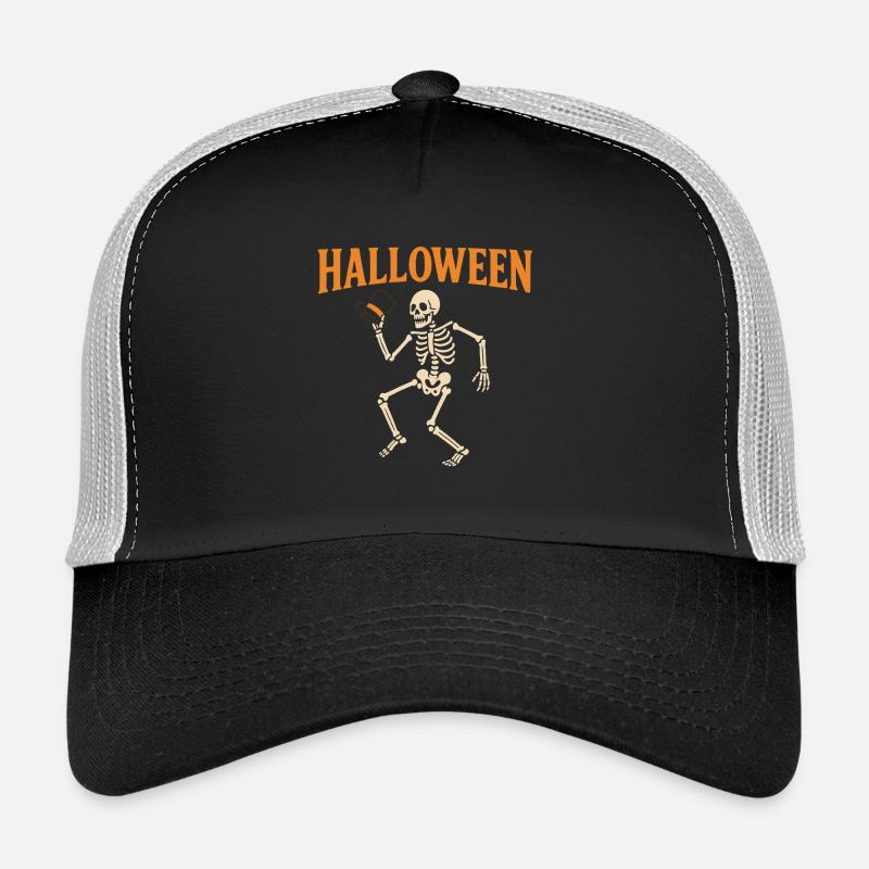 Squelette d’Halloween avec chapeau haut de forme Casquette trucker 