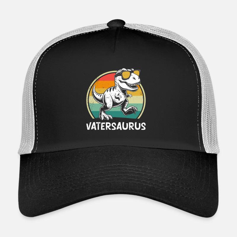 Bald Papa VATERSAURUS Retro Lustiges - Trucker Cap - Schwarz/Steingrau