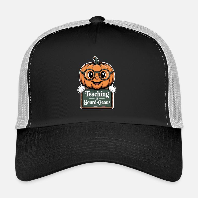 Teaching Is Gourd-Geous Kürbis Lehrer Halloween Trucker Cap