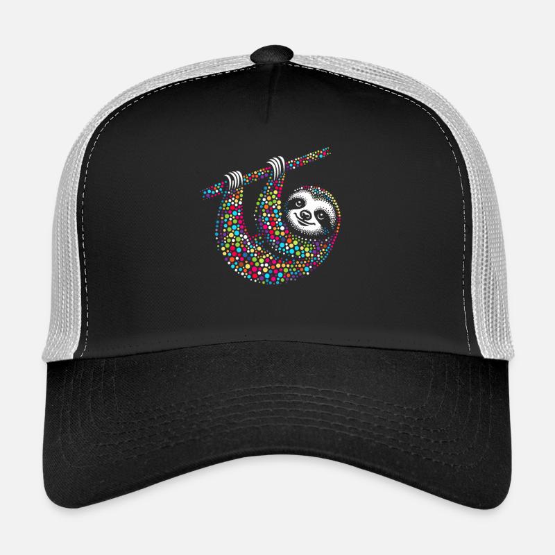 Spotty Rainbow Dotted Sloth Mosaic - Trucker Cap - black/stone grey