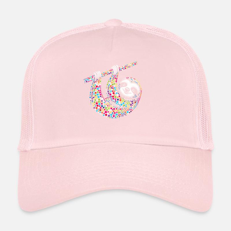 Spotty Rainbow Dotted Sloth Mosaic Trucker Cap
