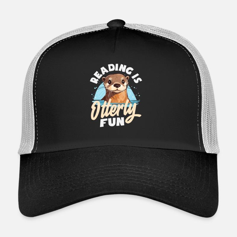 Sea Otter Cartoon Reading Trucker Cap