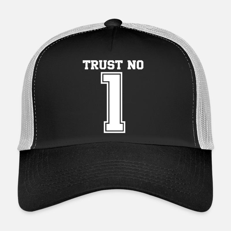 Trust No One 1 Graphic Typography Trucker Cap