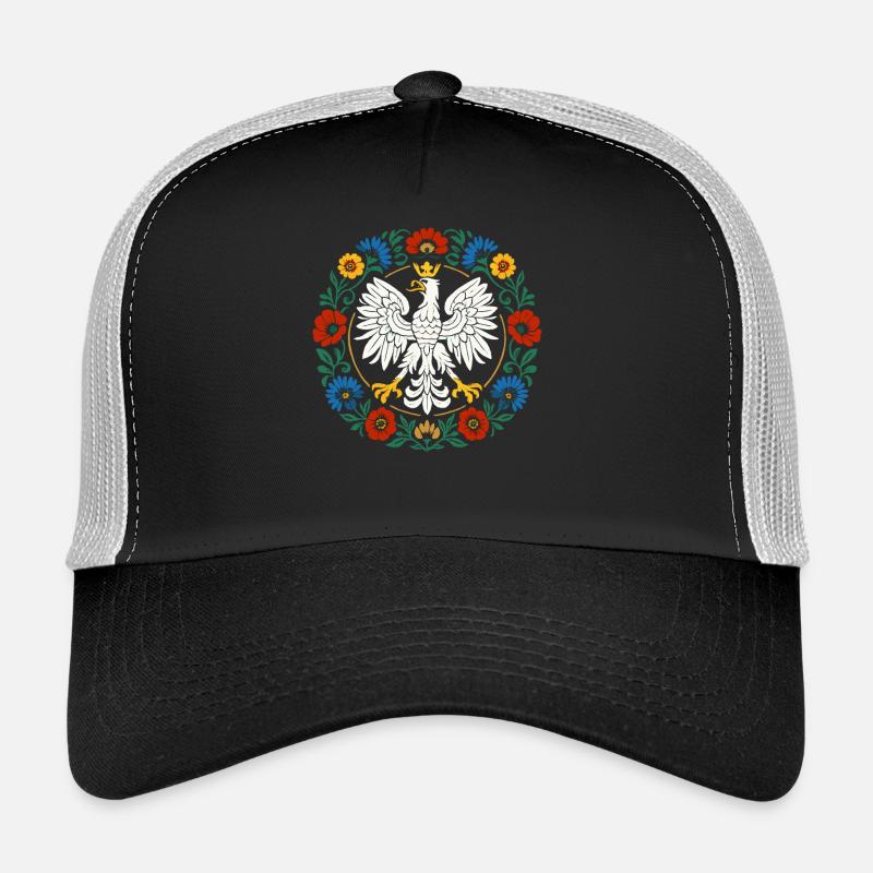 Polnischer Adler Volksemblem mit Blumen Trucker Cap