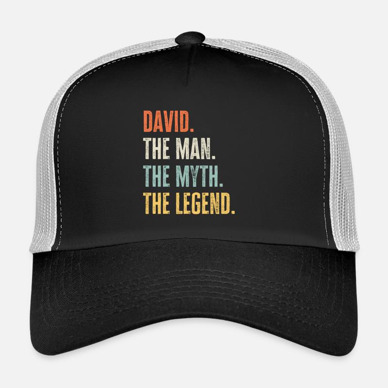 David Man Myth Legend Retro Design Gift Name Trucker Cap