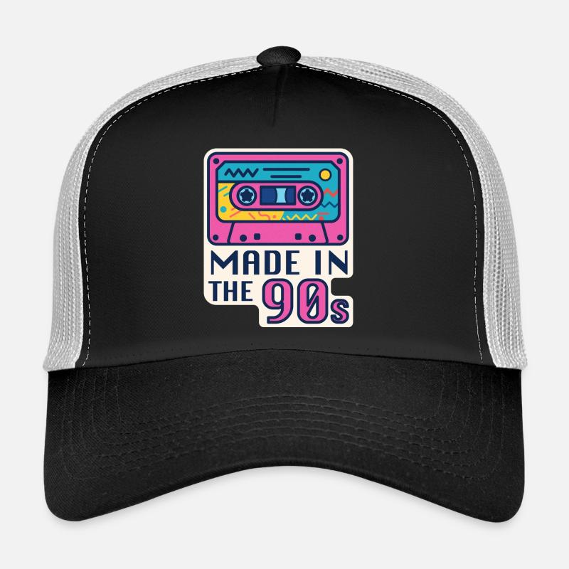 Kassette 90er Nostalgie Design - Trucker Cap - Schwarz/Steingrau