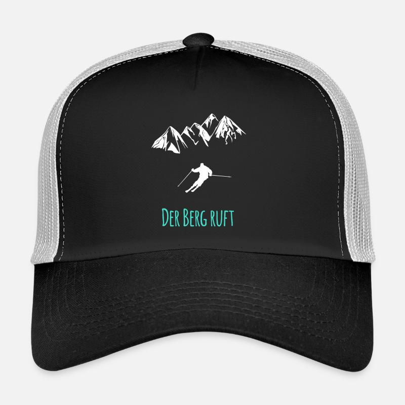 Skifahren - Der Berg ruft - Trucker Cap - Schwarz/Steingrau