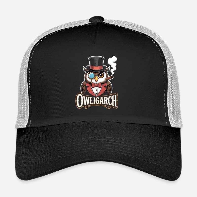 Owl with Top Hat and Monocle – Owligarch Trucker Cap