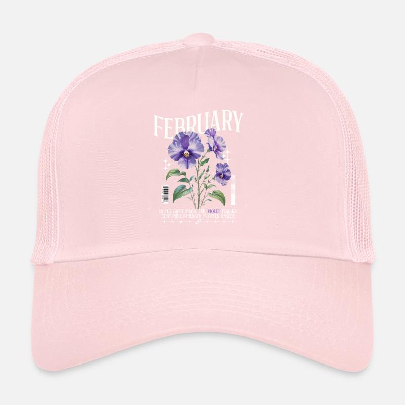 Février Violette Naissance Fleur Casquette trucker 