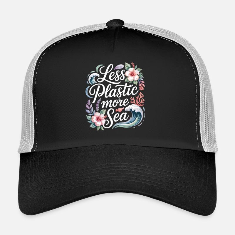 Less Plastic More Sea – Environmental Design Flowers Trucker Cap