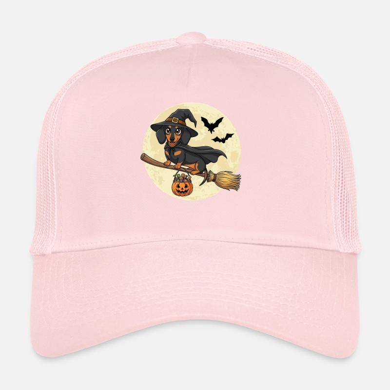 Teckel mignon sorcière Halloween Casquette trucker 