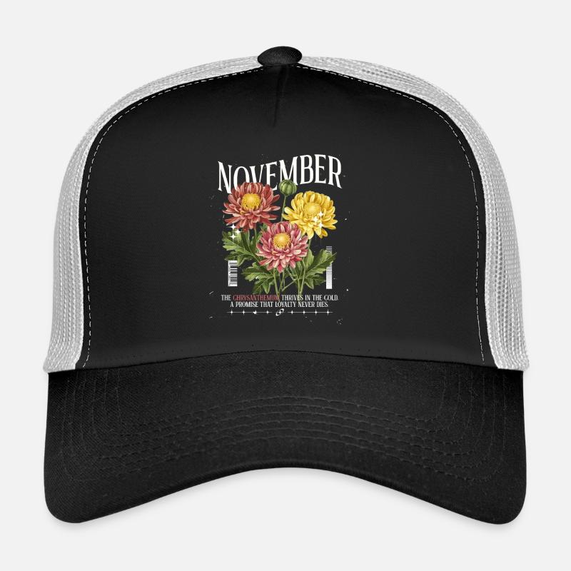 Naissance Fleurs Naissance Fleur Novembre Chrysanthème Casquette trucker 