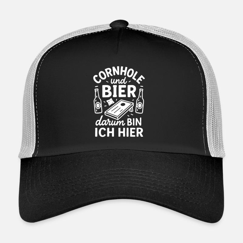 Cornhole and Beer - That's Why I'm Here - Trucker Cap - black/stone grey