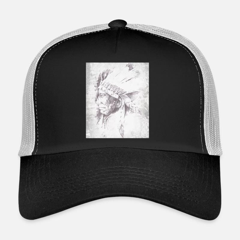 Native Grey Feather Chief - Trucker Cap - black/stone grey