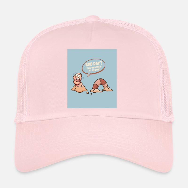 Worm at Work – Bad Day Cartoon Trucker Cap