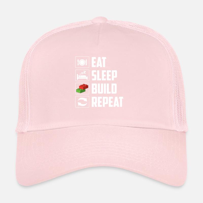 Manger dormir construire Répéter le bloc de construction de briques  Casquette trucker 