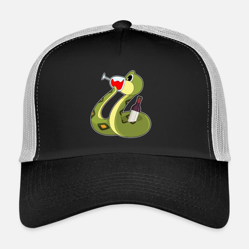 Snake Bottle of Red Wine Trucker Cap