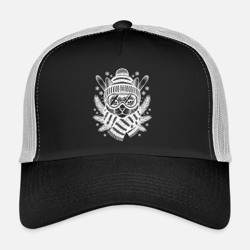 Skiing Cat Winter Fun Ski Casquette trucker 