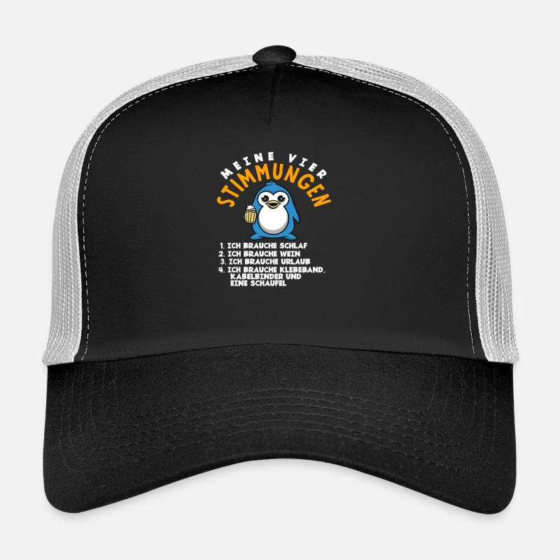 Meine vier Stimmungen Schlaf Bier Urlaub Schaufel Trucker Cap