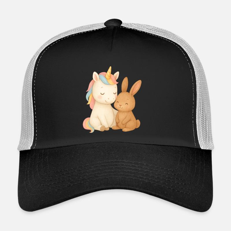 Unicorn and bunny cuddle time Trucker Cap